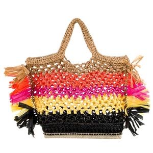 Altuzarra Espadrille Black,Yellow,Orange,Pink & Natural Raffia Tote